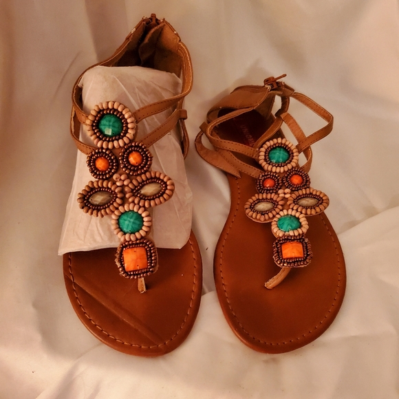 Unionbay Jeweled Sandals, Tan, Girls Size 4, EUC - Picture 5 of 12